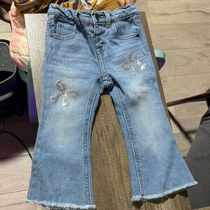 Wonder Nation Light Blue Flare Jeans with Silver Bow Accents